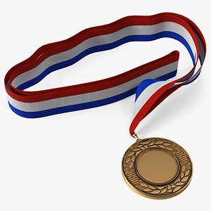 3D Award Medal with Tricolor Ribbon model