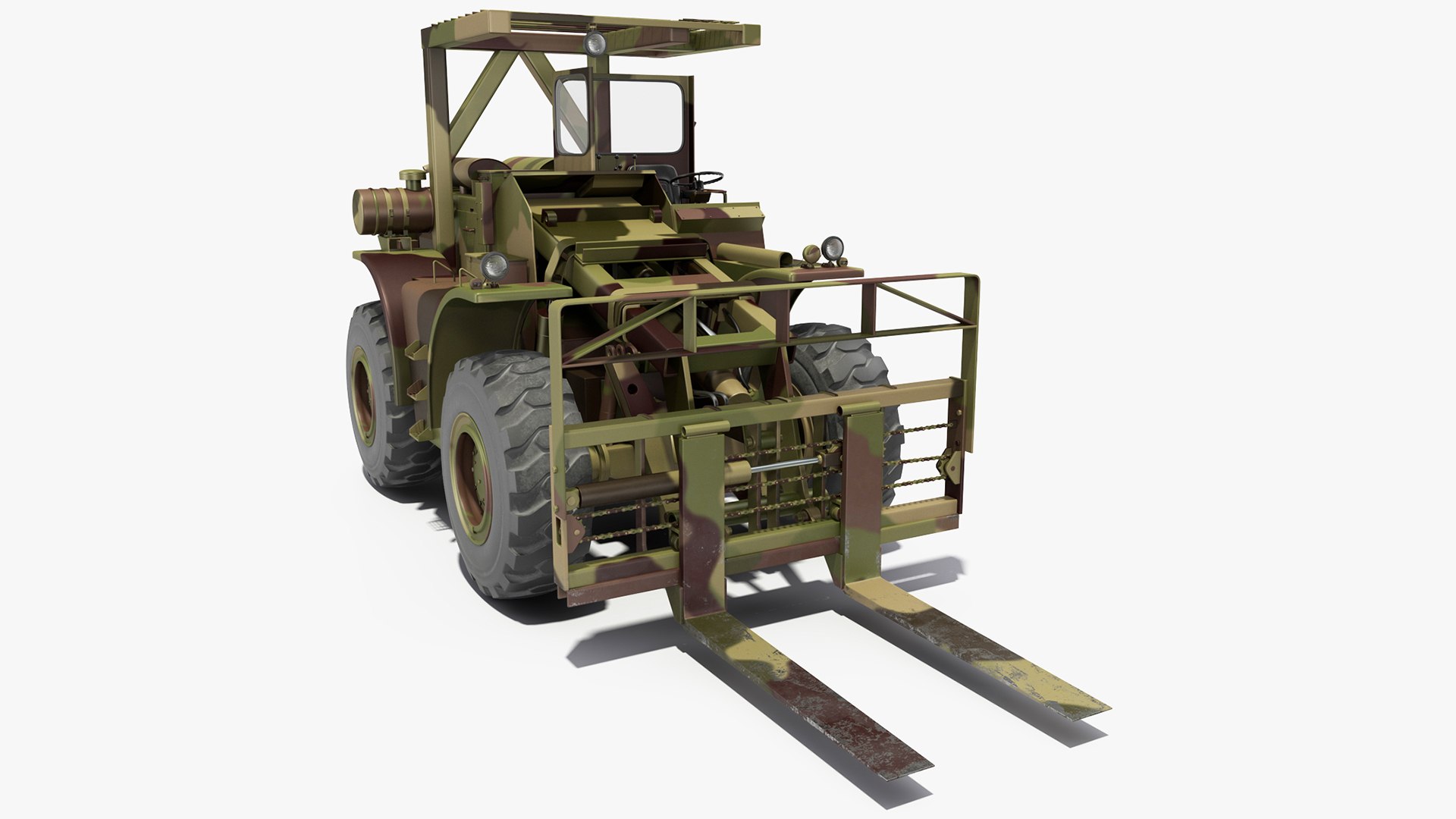 Pettibone Rough Terrain Camouflage Military Forklift 3D model preview