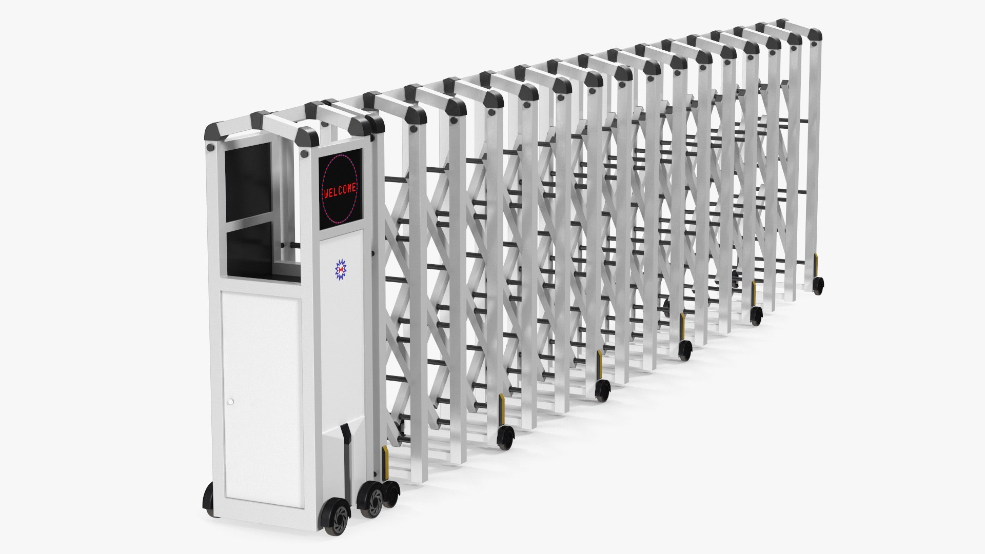 Trackless Retractable Gate 5m Rigged 3D model preview