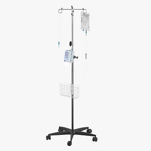 IV Stand Pool With Infusion Pump 3D model