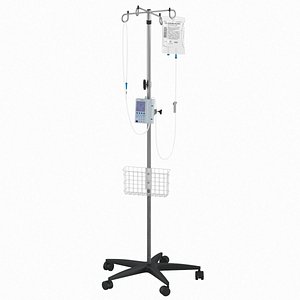 IV Stand Pool With Infusion Pump 3D model