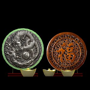 3D model chinese gold ingot dragon