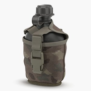 3D military bottle water canteen model