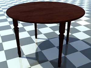 Table Small Round 3 - 3D Small Wooden Table model - Includes Wood Dark_1 Material - Made in 3ds max2010