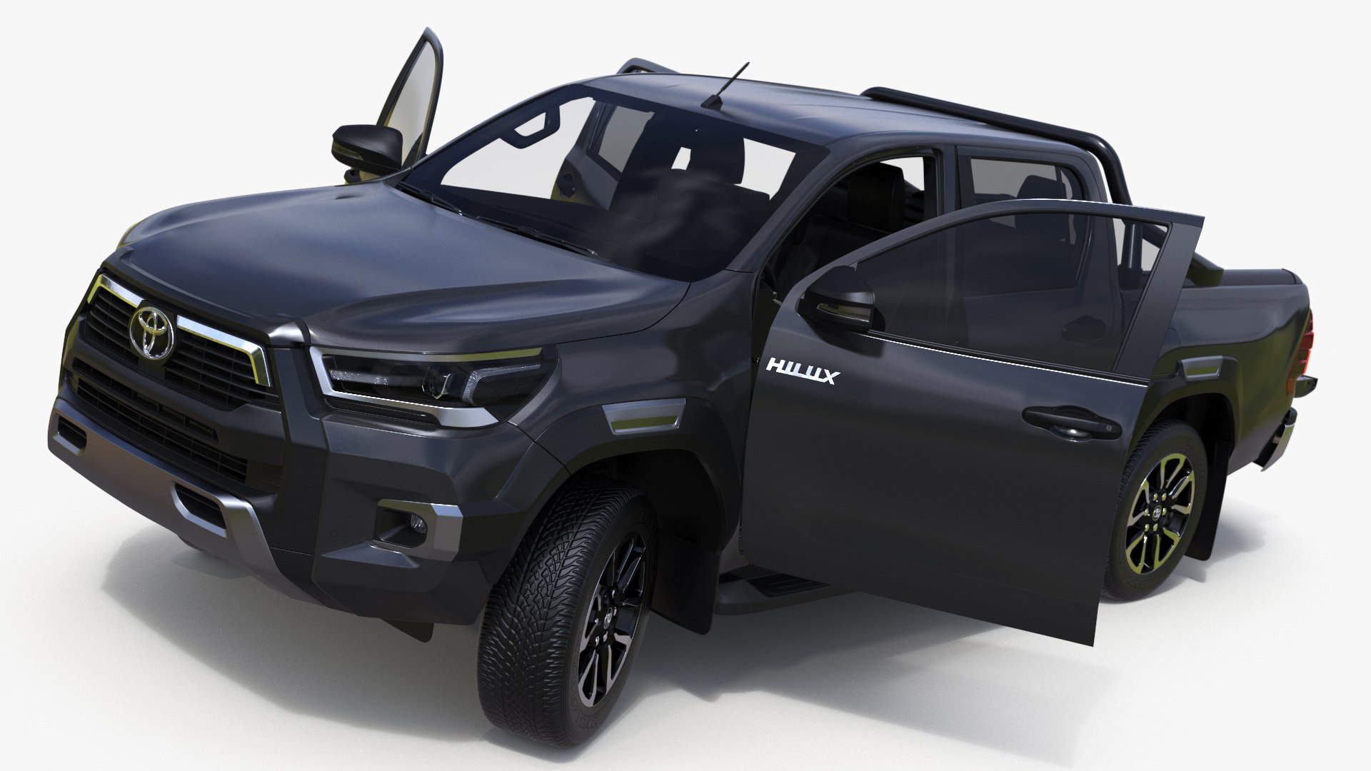 Toyota Hilux 2022 Black Rigged 3D model preview