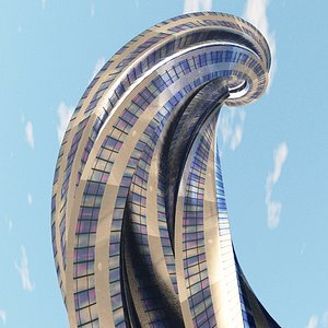 spiral tower futuristic building 3D model