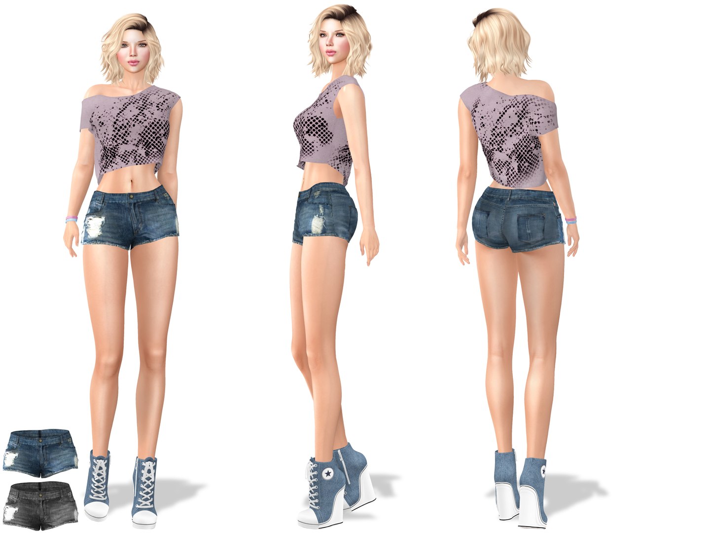 Ladies Ripped Denim Shorts 3d Model Turbosquid 1807061