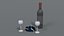 Scena di vino e sigarette low poly Cartoon