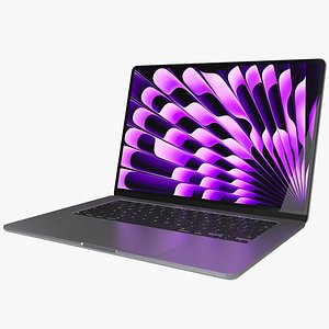 Apple MacBook Air 13 M3 2024 Silver Rigged 3D Model Apple MacBook Air 13 M3 2024 Silver Rigged 3D Model
