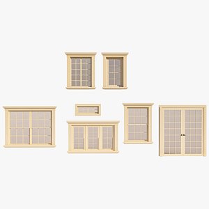 Traditional Double Hung Residential Window Pack 3D model