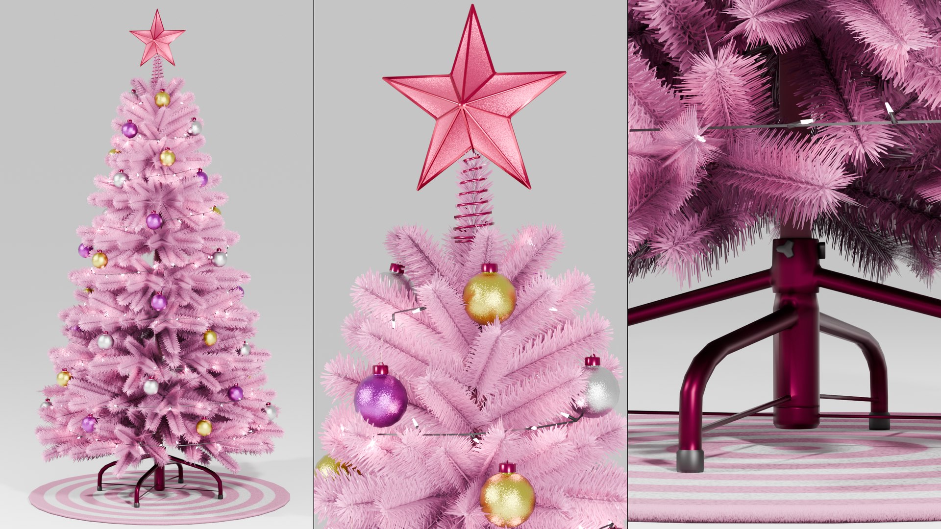 3D Christmas Tree - 3 Color Variants model https://p.turbosquid.com/ts-thumb/sC/jSn01e/LQ/christmastreepink/png/1738393782/1920x1080/fit_q87/8b4f3b9a48d660e39c3c7f1c898234bcbc94b44b/christmastreepink.jpg