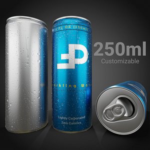 Slim 250ml Beverage Can Open and Closed Tabs with Droplets