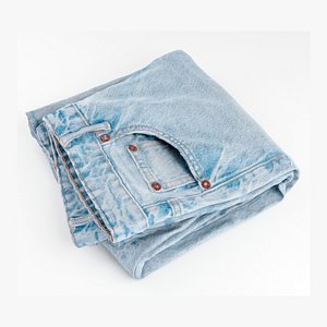 folded blue jeans for wardrobe clothing 3D model