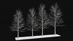 3D Dry frozen trees Bare tree Low-poly