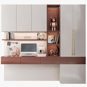3D model Wardrobe with work space