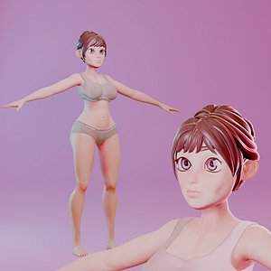 Stylized Cartoon Middle-Aged Woman 3D model