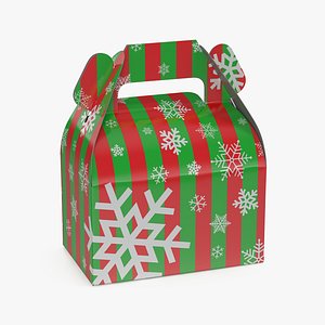 christmas striped treat gift box 3D model