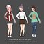 Garota de anime comutável de roupas