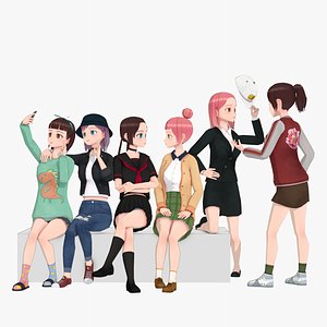 Clothes Switchable Anime Girl 3D model