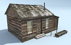 3D frontier log cabin model