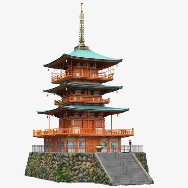 3D japanese temple story pagoda