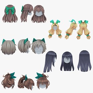 3D Female Hair Collection - Game Ready model