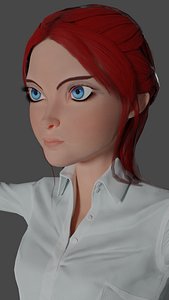woman cartoon ready games 3D model