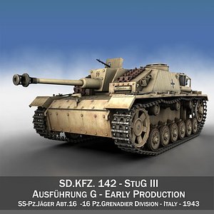 3d model sturmgesch&uuml;tz iii stug tank destroyer