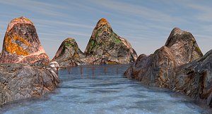 3ds landscape water mountains