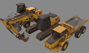 construction vehicles excavator loader 3D model