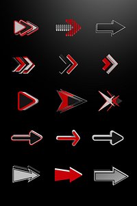 3D model Arrow icon stylized product 15 pack collection ui logo Texture