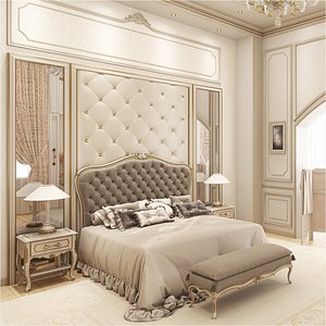 Master Bedroom with Dressing Room and Bathroom Interior