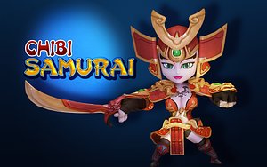 3D chibi samurai model