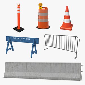 3D road barriers 3 model