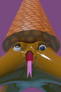 A cartoon mollusk with a long sharp shell 3D model