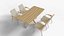 Stylish Wooden Dining Table Set Four Chairs 3d Model