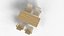 Stylish Wooden Dining Table Set Four Chairs 3d Model