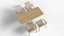 Stylish Wooden Dining Table Set Four Chairs 3d Model