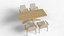 Stylish Wooden Dining Table Set Four Chairs 3d Model