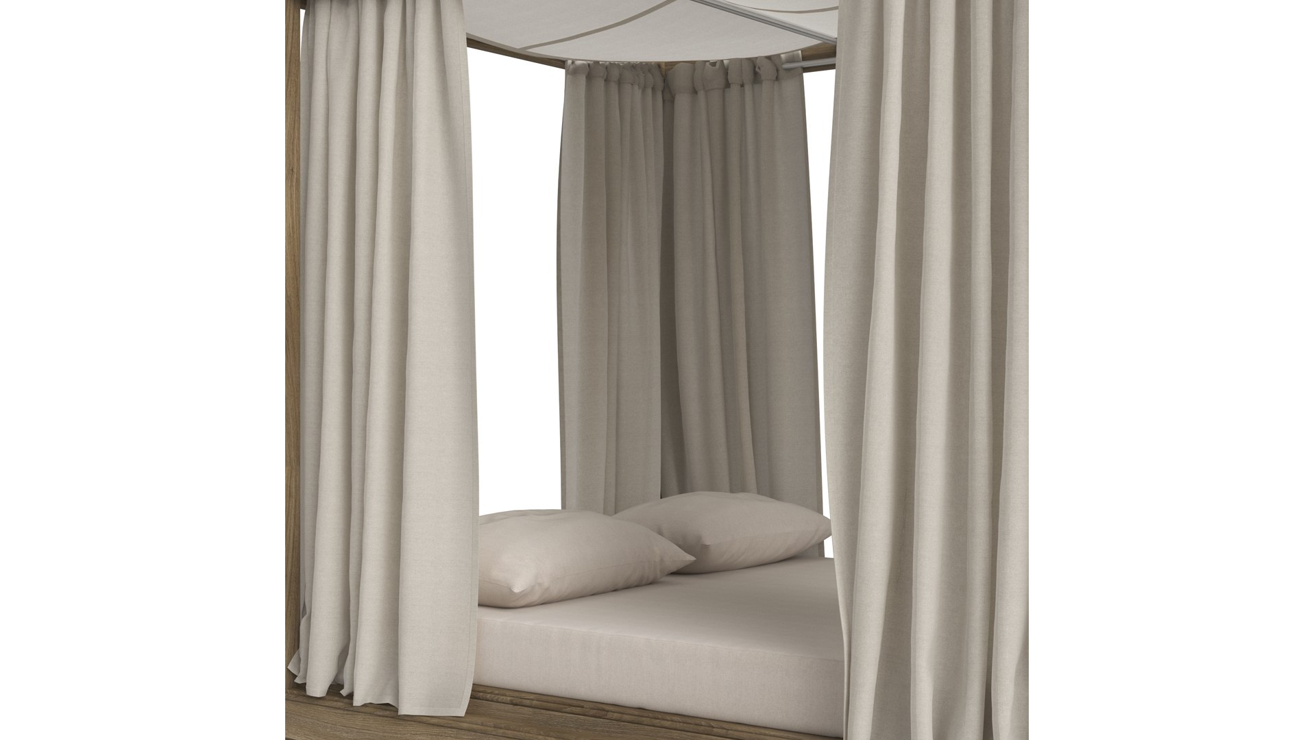 3D Restoration Hardware Costa Teak Canopy Daybed TurboSquid 2164192