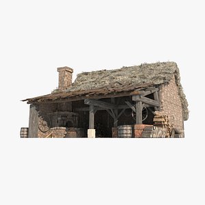 3D Medieval architecture craftsman workshop