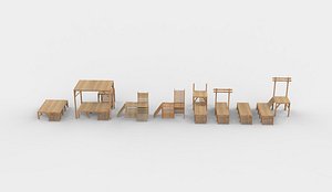 3D wooden dock set 3D model