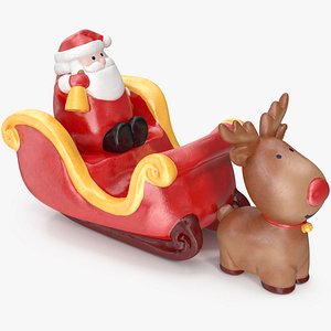3D santa claus sleigh decorative model