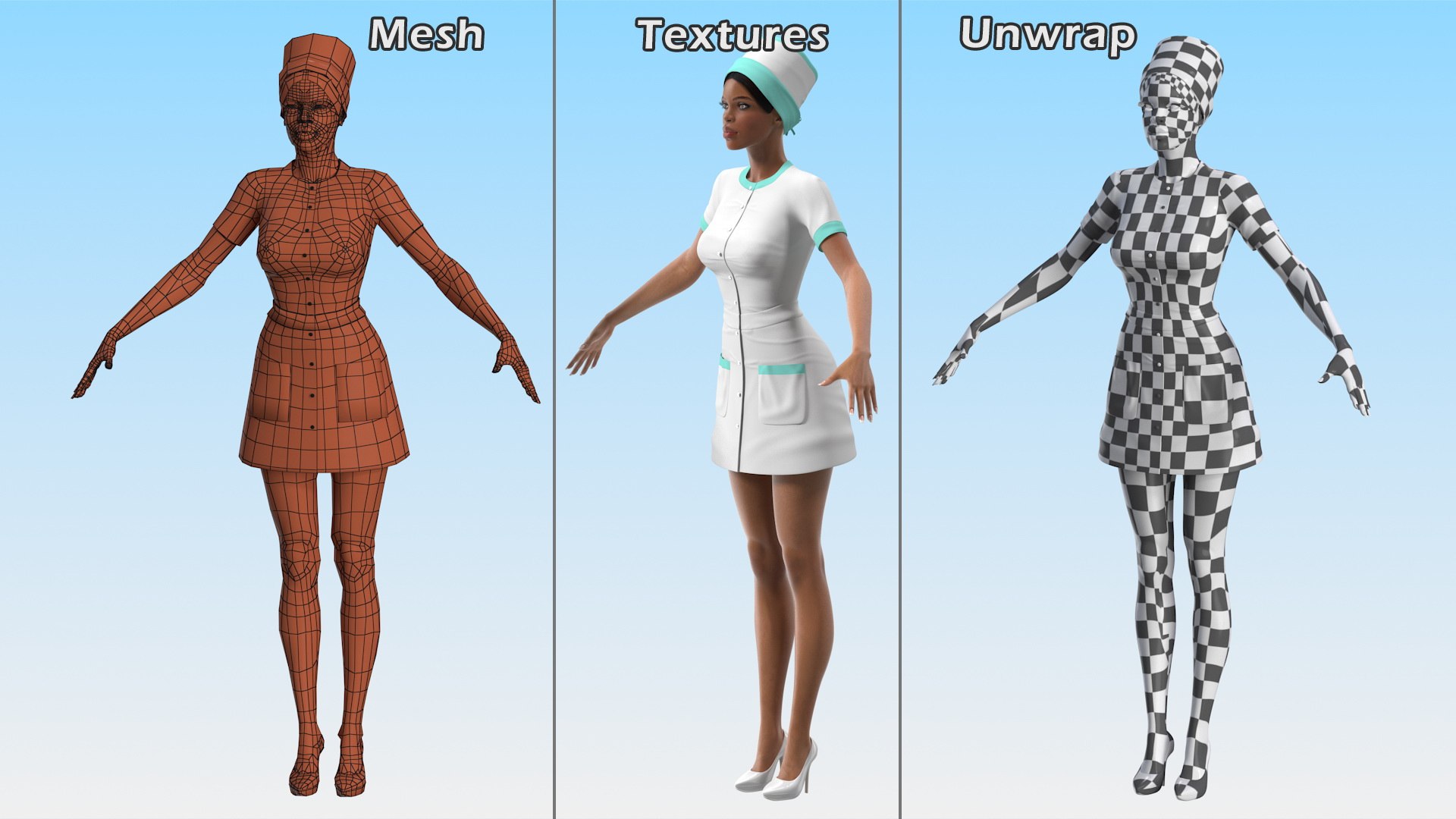 light skin black nurse 3D model https://p.turbosquid.com/ts-thumb/sE/3dyXqr/9UQ9920f/lightskinblacknurserigged3dmodel022/jpg/1606546707/1920x1080/fit_q87/24ce2883d6875784a0c92be6f3af59653c4353f1/lightskinblacknurserigged3dmodel022.jpg