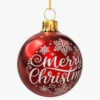 Red Christmas Ornament Merry Christmas Text &ndash; Christmas Decoration