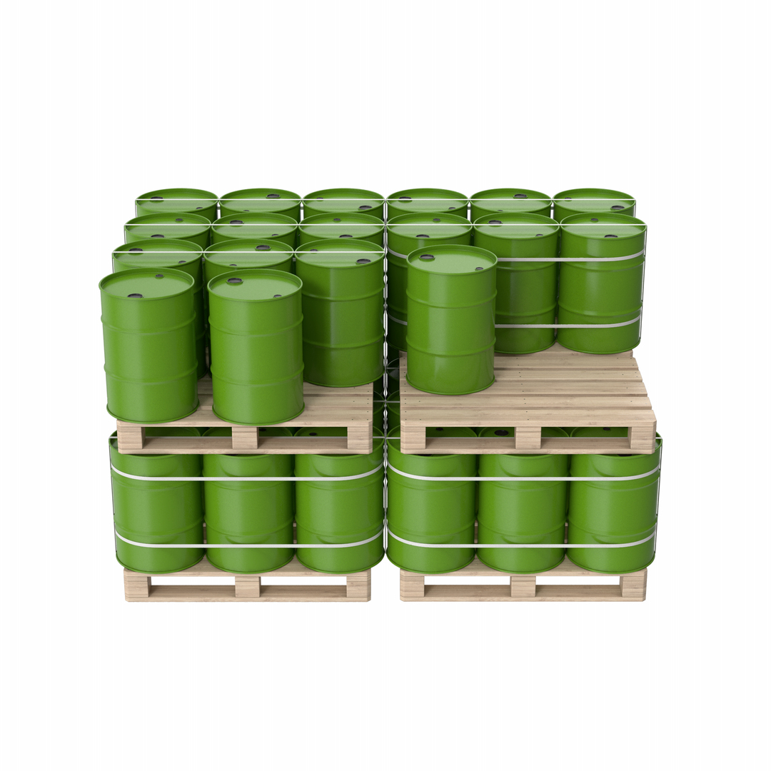 3D Stack Of Green Barrels On Wood Pallets - TurboSquid 2063863