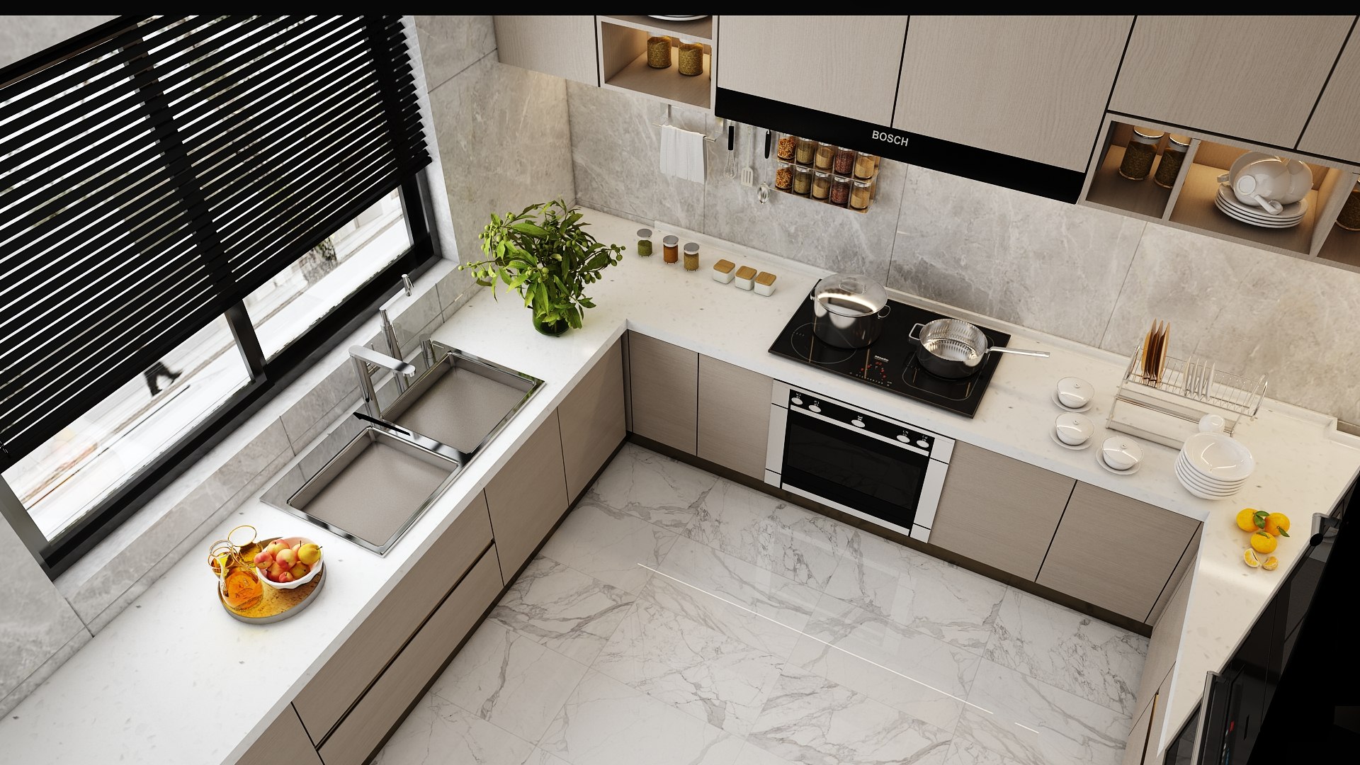3D Modern U Shaped Kitchen Interior - TurboSquid 2319790