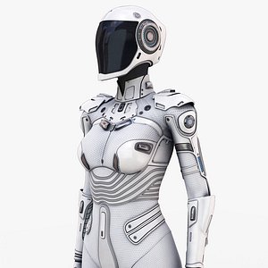 white female cyborg 3D model
