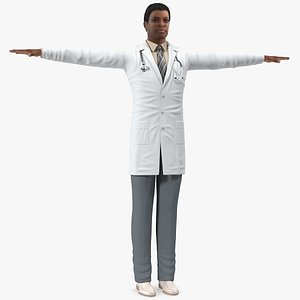 3D skin black male doctor model
