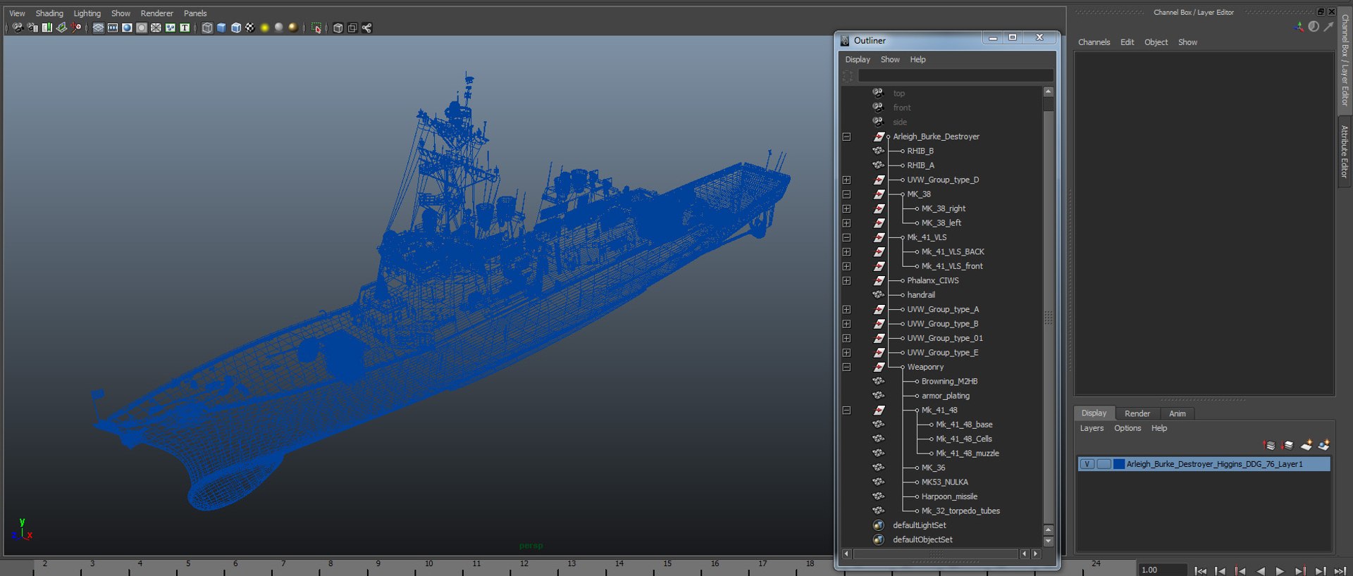 Arleigh Burke Destroyer Higgins DDG-76 3D model preview